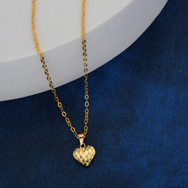 Ladies necklaces trunk radiance -Gold Necklace (Chain with Stud Heart Shaped Pendant) 18KT - FKJNKL18K9165