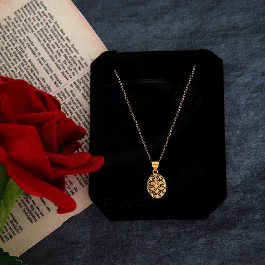 Ladies necklaces duo glow -Gold Necklace (Chain with Oval Pendant) 21KT - FKJNKL21KM8396