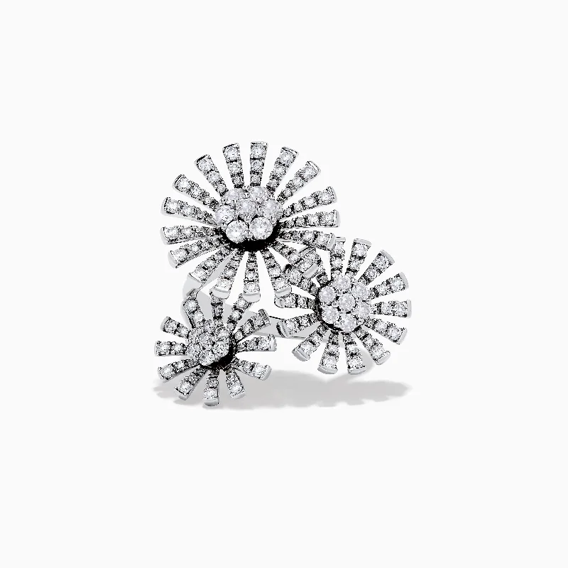 ladies rings intricate-Bouquet 14K White Gold Flower Ring 1.59 TCW