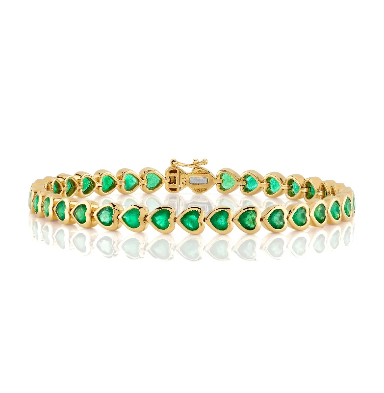 Ladies bracelets woof charm -Emerald Heart Tennis Bracelet