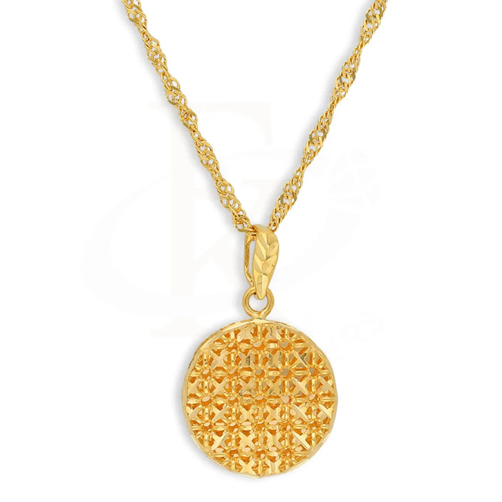 Ladies necklaces fine charm -Gold Necklace (Chain With Round Shaped Pendant) 21KT - FKJNKL21K5126