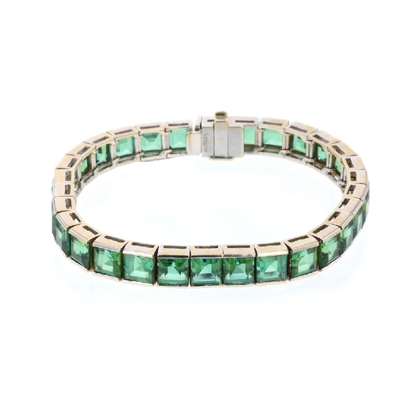 Ladies bracelets malachite sparkle -Carre Cut Green Nambia Tourmaline Bracelet