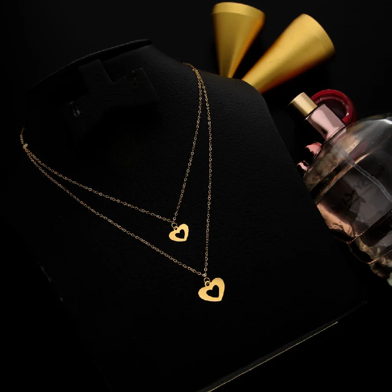 Ladies necklaces magic radiance -Gold Layered Necklace (Chain With Hollow Heart Shaped Pendant) 21KT - FKJNKL21KM9782