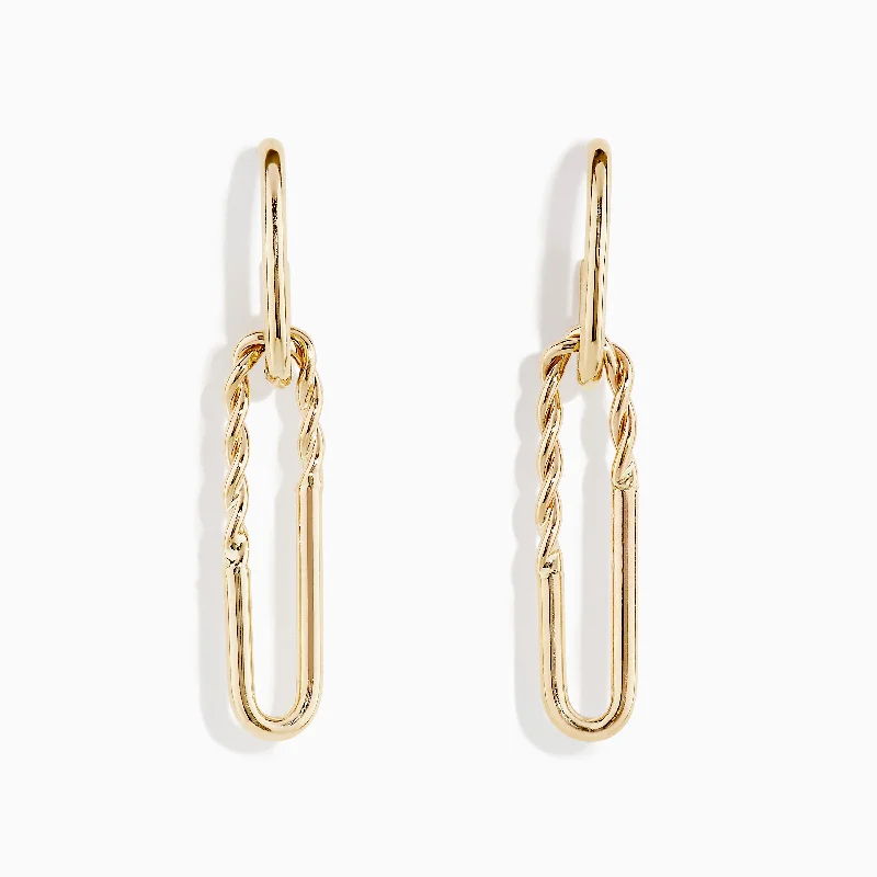 ladies earrings sizes-14K Yellow Gold Hoop and Paperclip Earrings