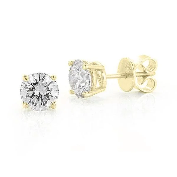 ladies earrings delicate-14KT YELLOW GOLD 1.00 CTW ROUND DIAMOND EARRINGS