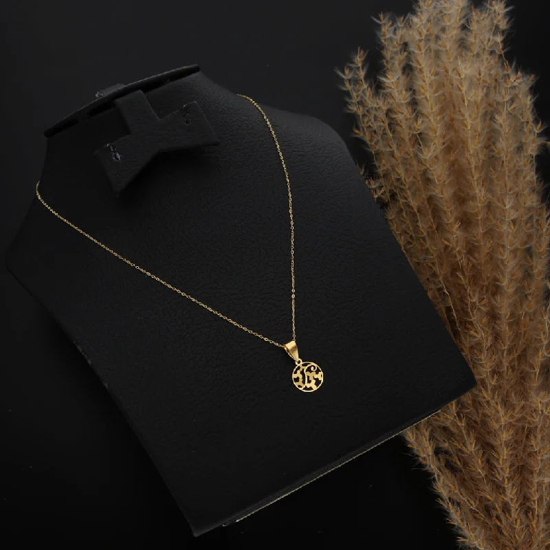 Ladies necklaces ice glow -Gold Necklace (Chain With Hollow Round Flower Shaped Pendant) 21KT - FKJNKL21KM9817