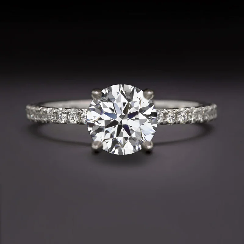 twisted engagement rings -1 CARAT LAB CREATED DIAMOND ENGAGEMENT RING EXCELLENT ROUND CUT 14k PAVE BAND