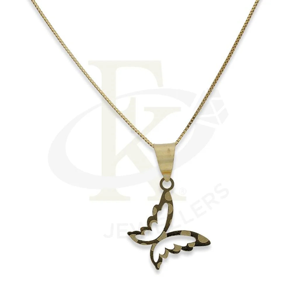 Ladies necklaces etched charm -Gold Necklace (Chain with Butterfly Pendant) 18KT - FKJNKL18K2296