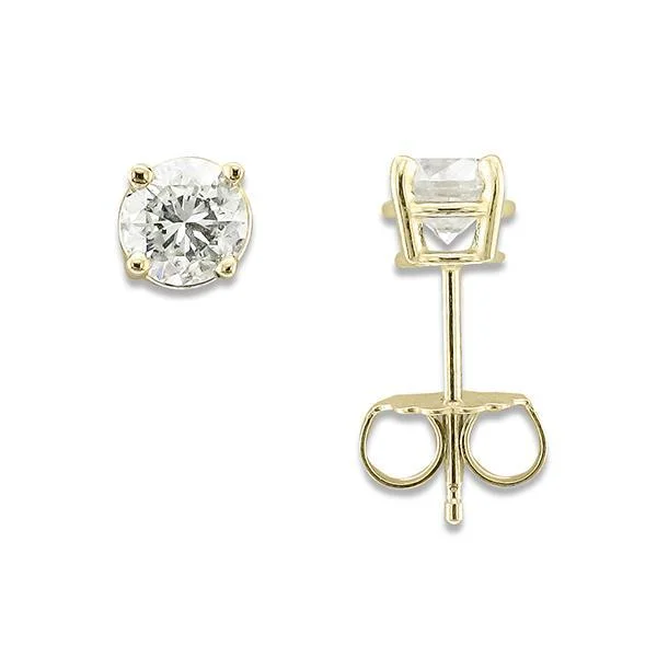 ladies earrings tribal-14KT YELLOW GOLD 3/4 CTW ROUND DIAMOND EARRINGS