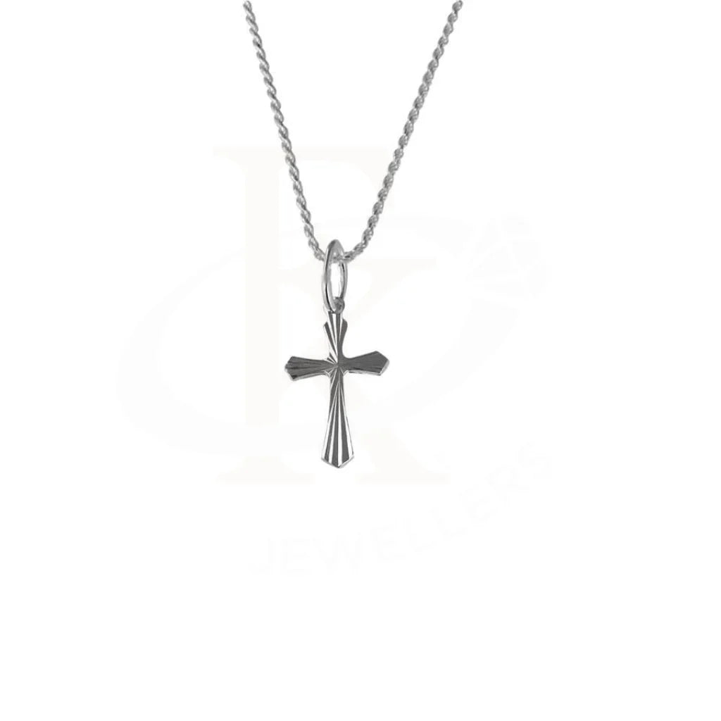 Ladies necklaces fit glow chain -Sterling Silver 925 Necklace (Chain with Cross Pendant) - FKJNKL1721