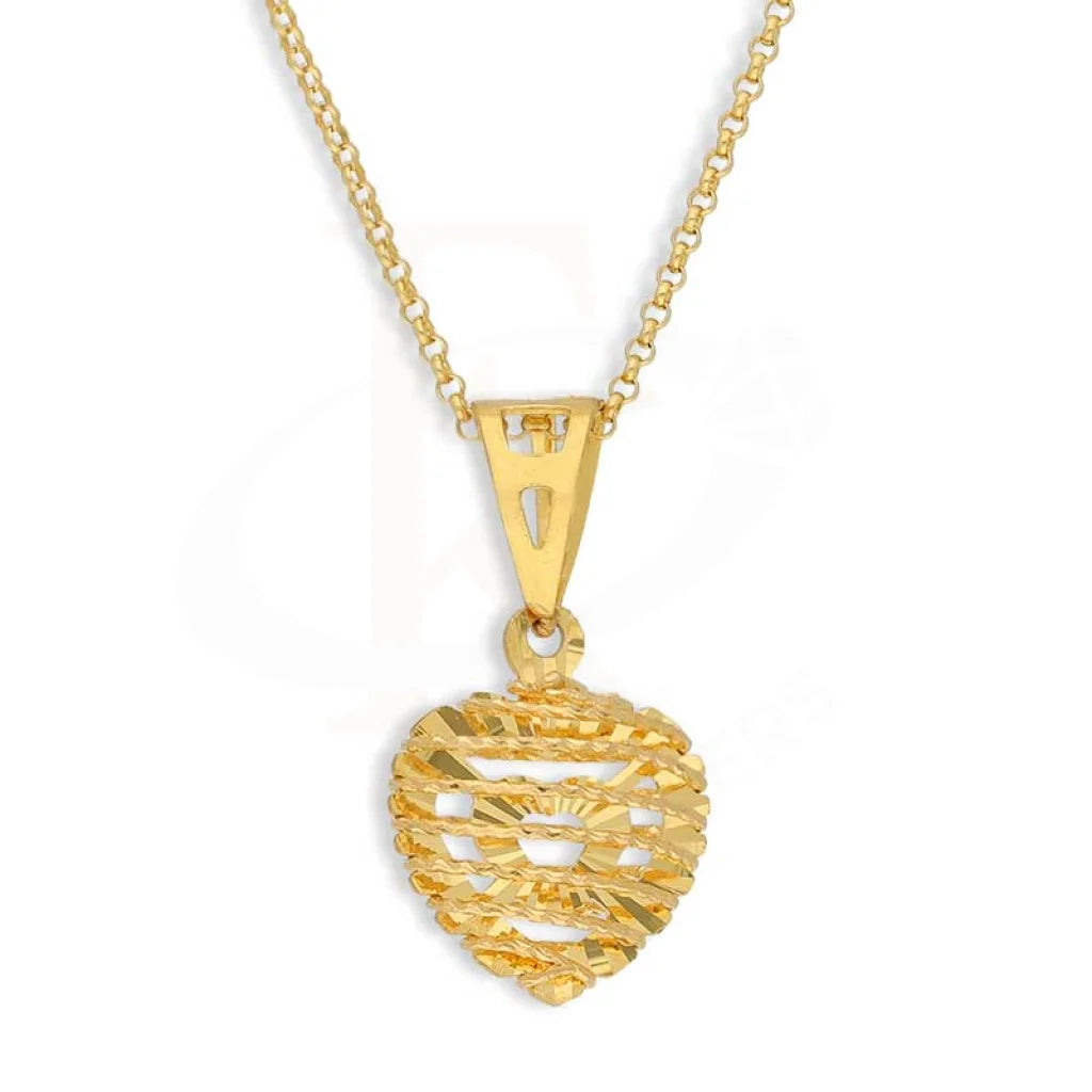 Ladies necklaces clan charm -Gold Necklace (Chain with Heart Shaped Pendant) 21KT - FKJNKL21K2864