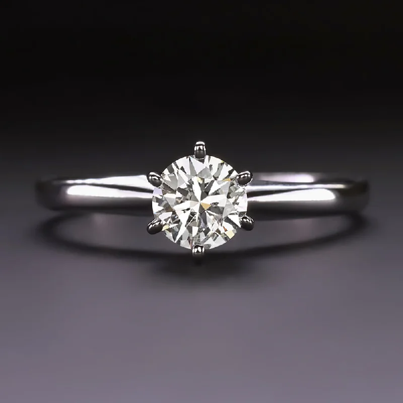 aesthetic engagement rings -1/2 CARAT NATURAL DIAMOND SOLITAIRE RING ROUND CUT 14k WHITE GOLD ENGAGEMENT