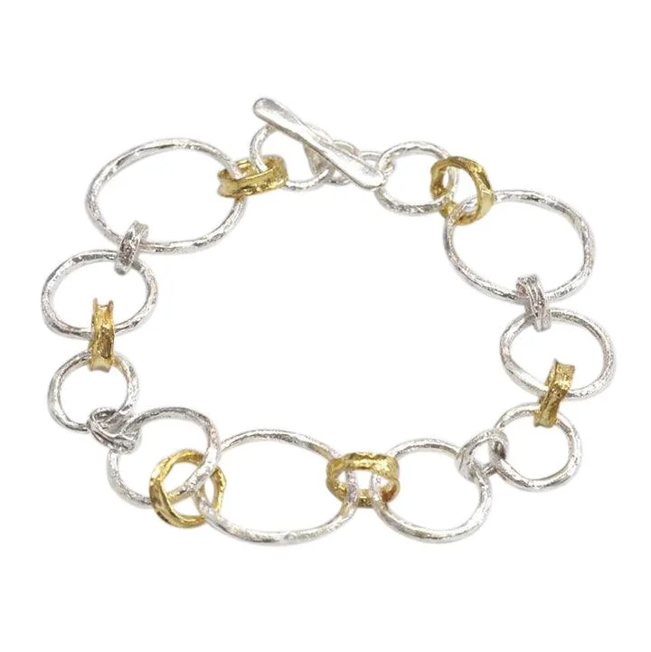 Ladies bracelets helm shine -Circles Chain Bracelet - 18ct Gold Vermeil and Sterling Silver