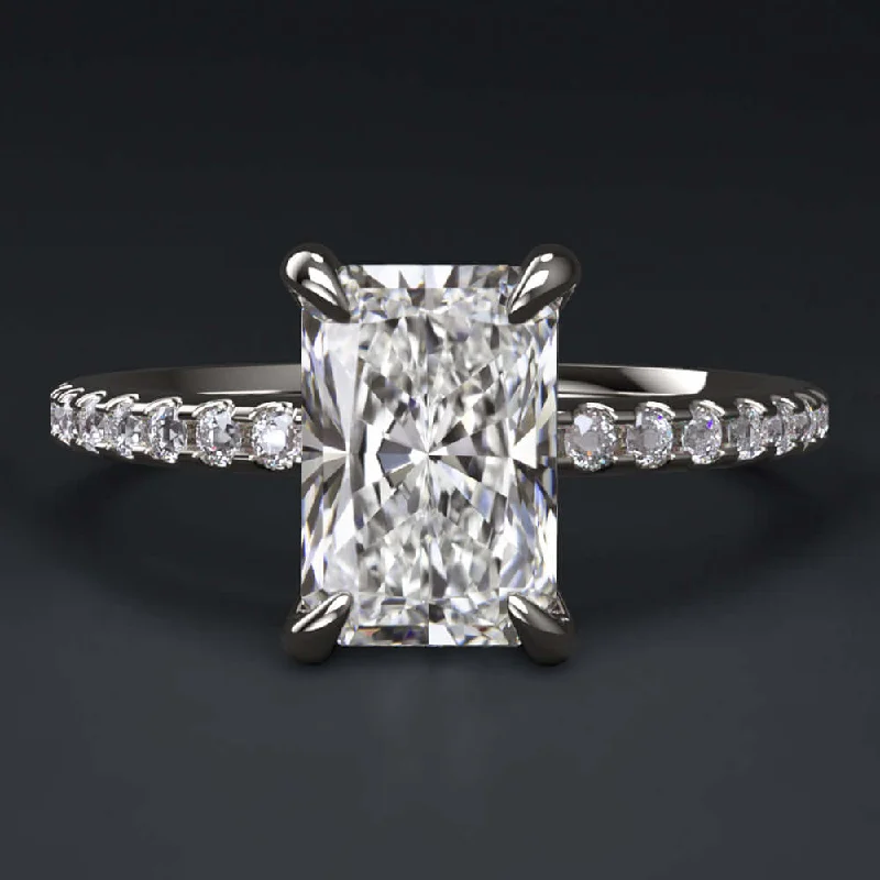 tension set engagement rings -1.5 CARAT LAB GROWN DIAMOND ENGAGEMENT RING CERTIFIED F VS RADIANT THIN BAND