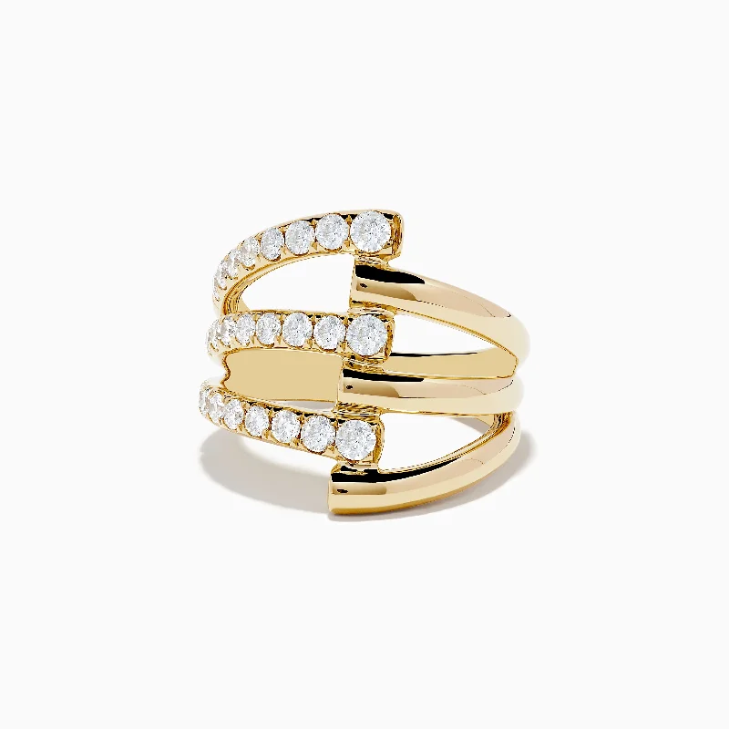 ladies rings extravagant-D'Oro 14K Yellow Gold Diamond Ring