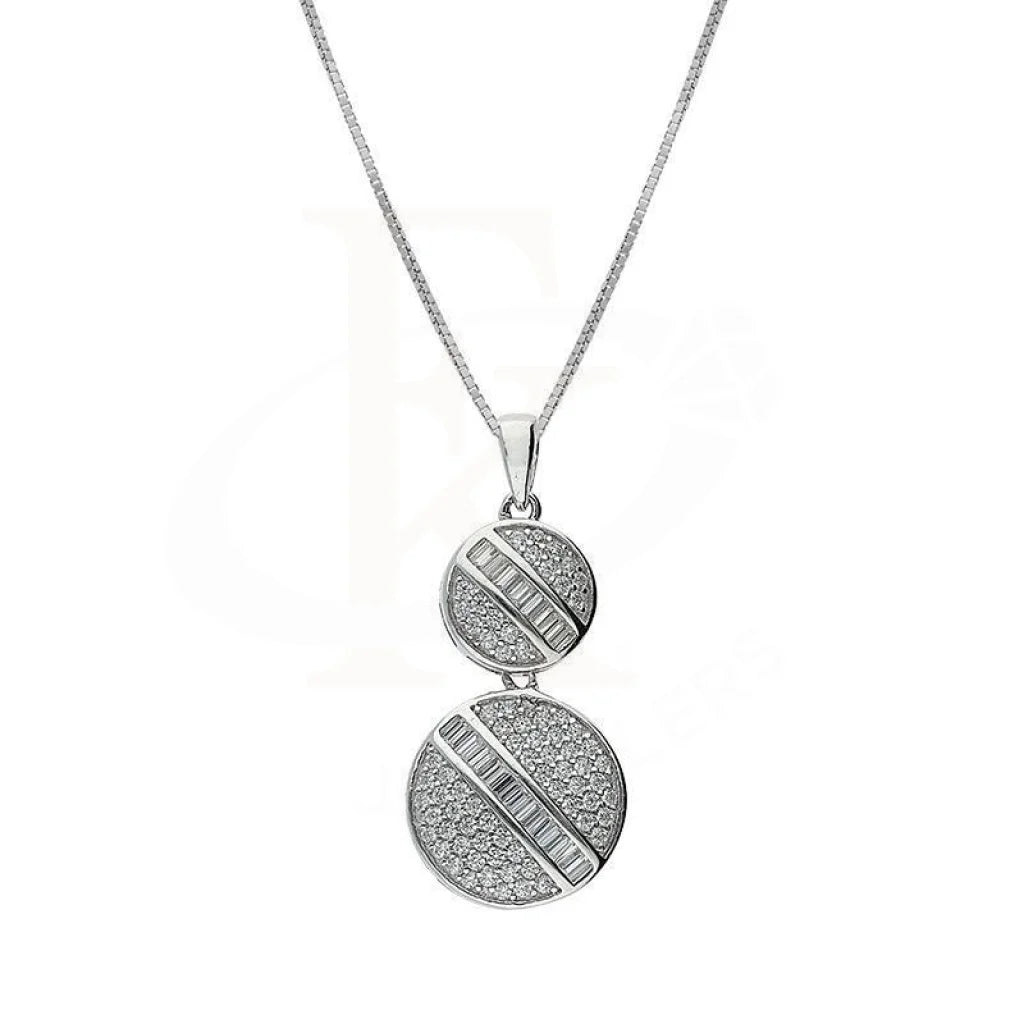 Ladies necklaces fame shine -Sterling Silver 925 Necklace (Chain With Round Shaped Pendant) - FKJNKLSL3061