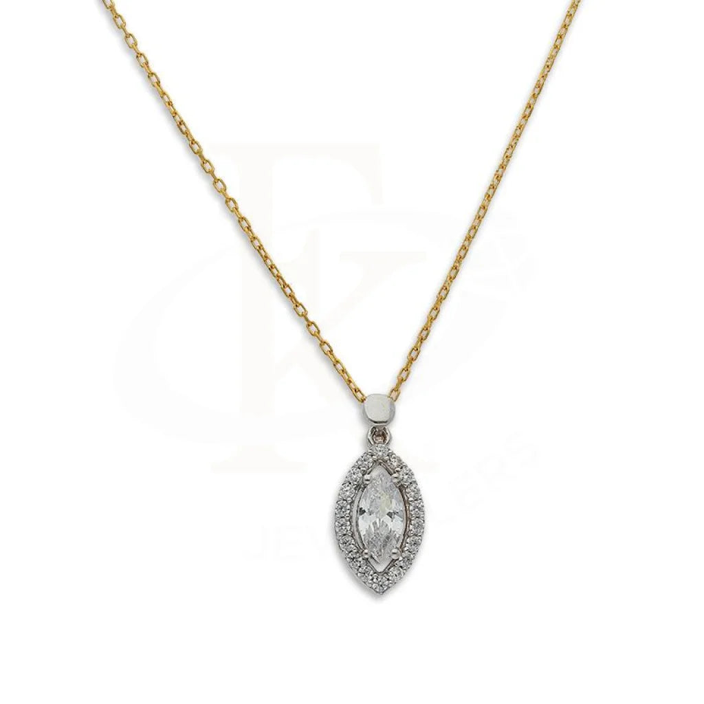 Ladies necklaces bride charm -Gold Marquise Shaped Solitaire Necklace 21KT - FKJNKL21K2388