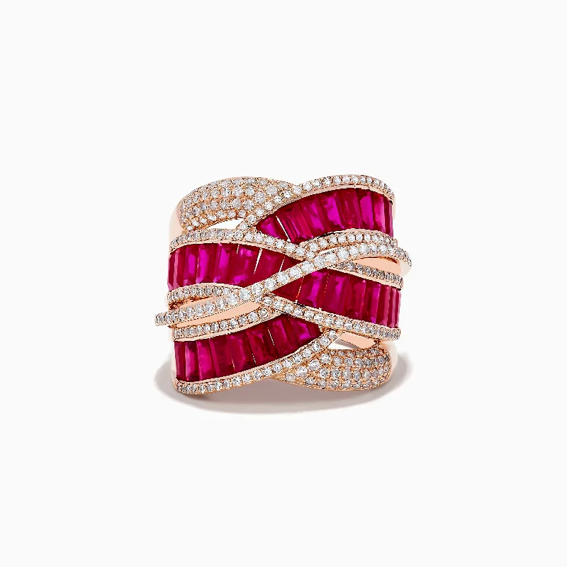 ladies rings sparkling-Ruby Royale 14K Rose Gold Ruby and Diamond Cocktail Ring