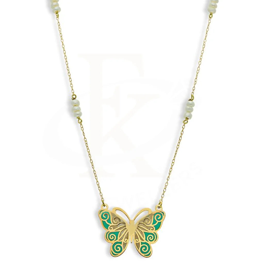 Ladies necklaces pre wed glow -Gold Butterfly Necklace 18KT - FKJNKL18K2555