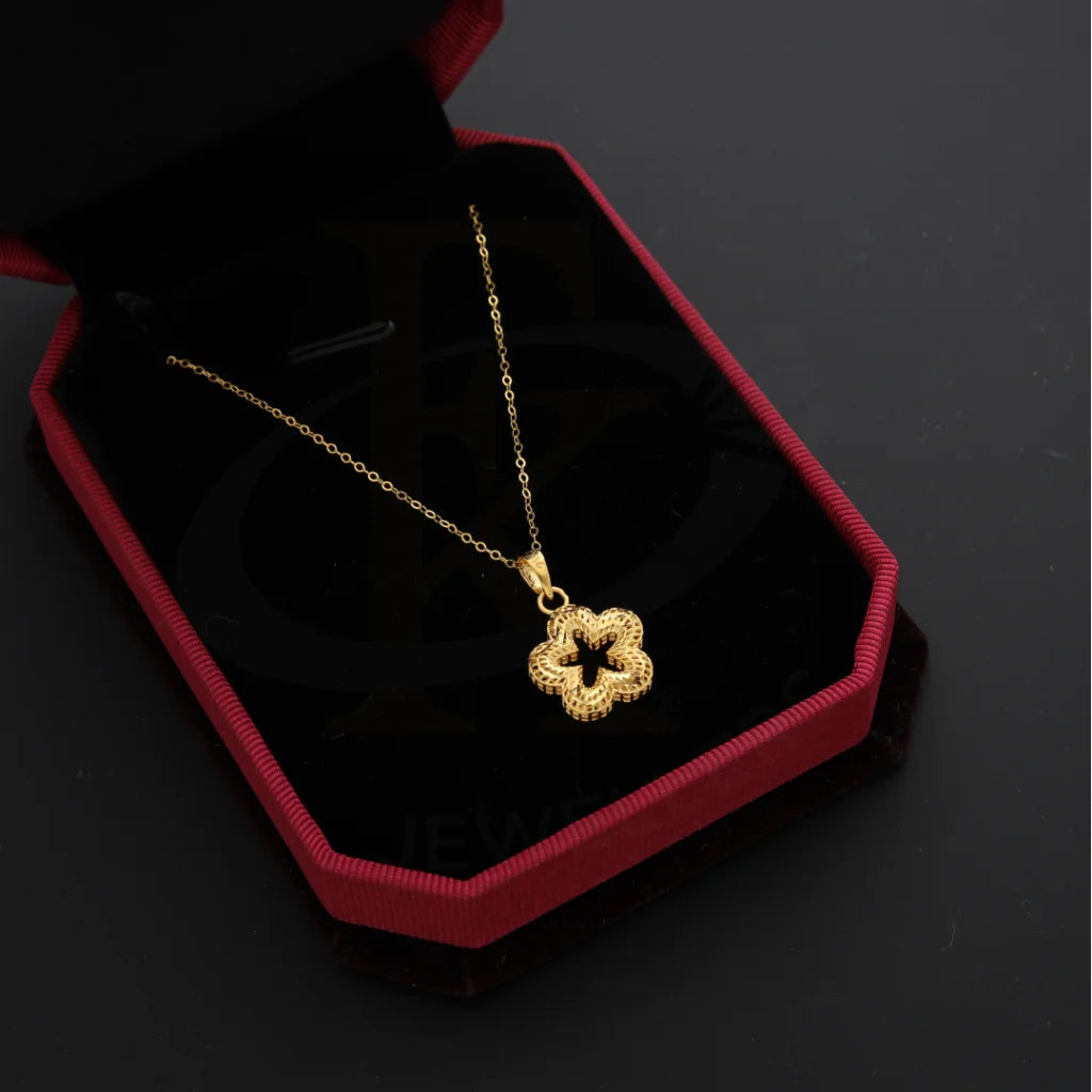 Ladies necklaces flare charm -Gold Necklace (Chain with Star Flower Shaped Pendant) 21KT - FKJNKL21KM8669