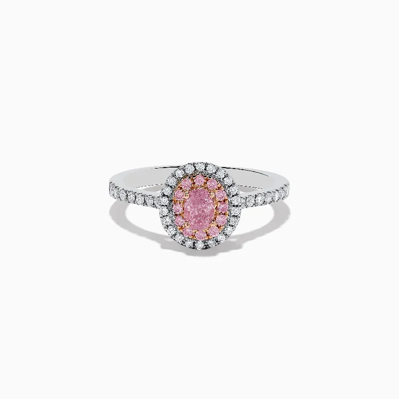 ladies rings expensive-18K Two Tone Gold White and GIA Certified Pink Diamond Ring