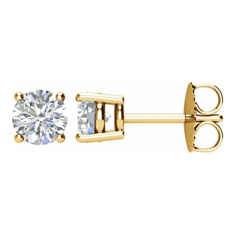 ladies earrings trending-14K Yellow 1 CTW Natural Diamond Stud Earrings