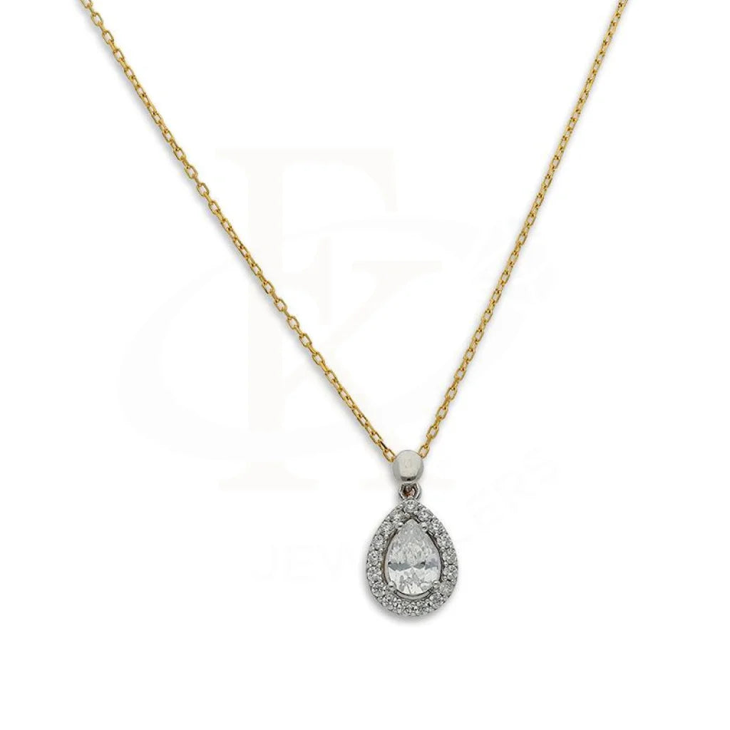 Ladies necklaces gentle radiance -Gold Pear Shaped Solitaire Necklace 21KT - FKJNKL21K2387