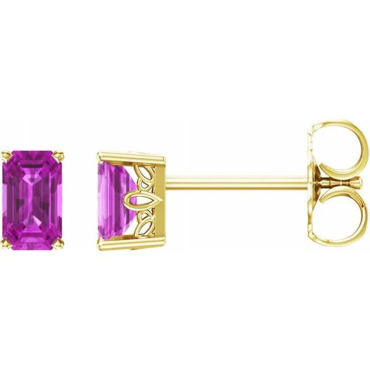 ladies earrings designer-14K Yellow Natural Pink Tourmaline Earrings