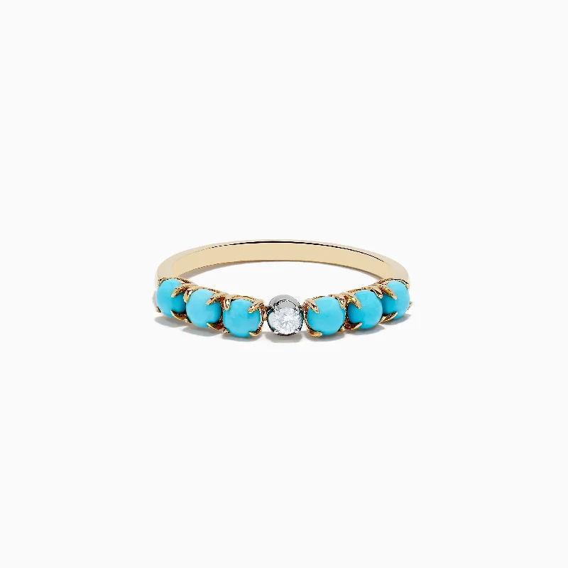 ladies rings orange-14K Two-Tone Gold Turquoise and Diamond Ring