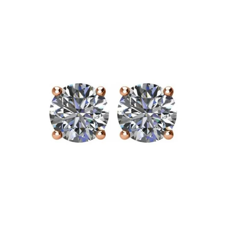 ladies earrings metallic-14K Rose 1 1/2 CTW Natural Diamond Stud Earrings