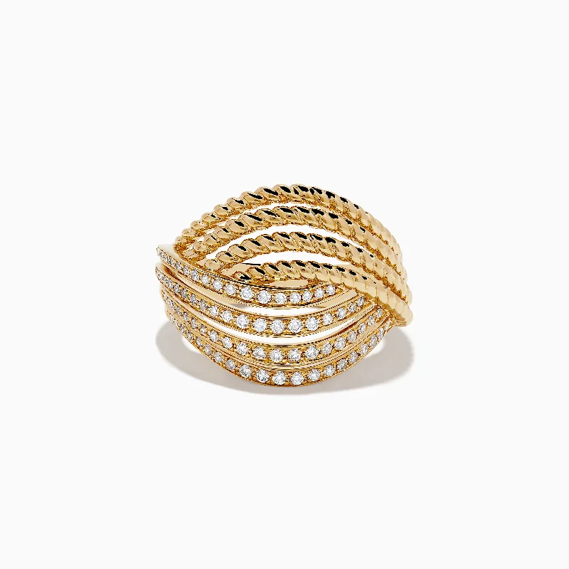 ladies rings detailed-D'Oro 14K Yellow Gold Diamond Ring