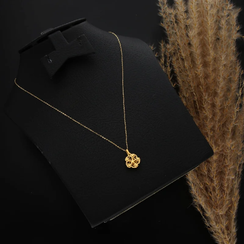 Ladies necklaces dune radiance -Gold Necklace (Chain With Hollow Flower Shaped Pendant) 21KT - FKJNKL21KM9807