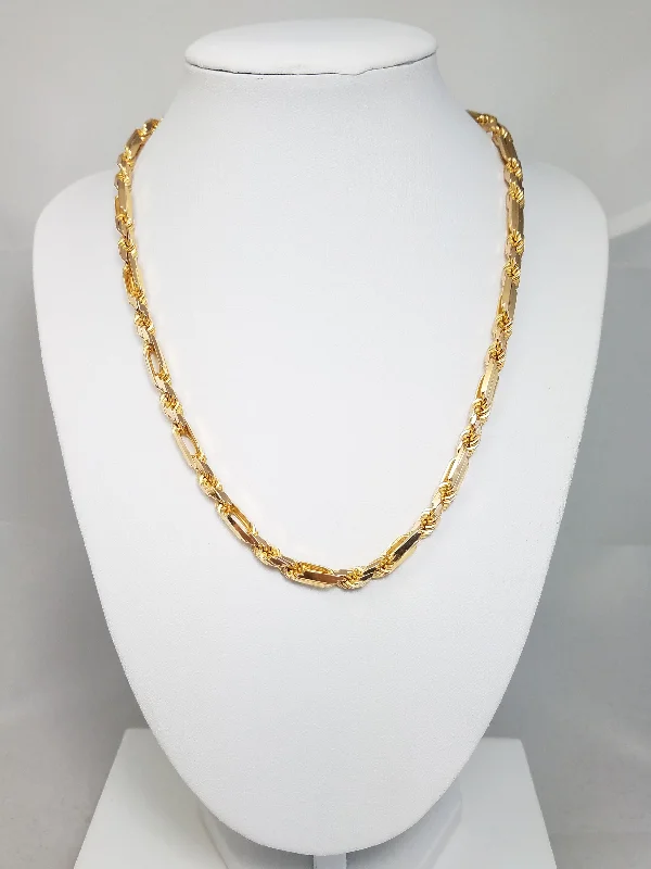 Ladies necklaces cord radiance -Dynamic 18" 14k Solid 14k Yellow Gold Diamond Cut Figarope Chain Necklace Italy