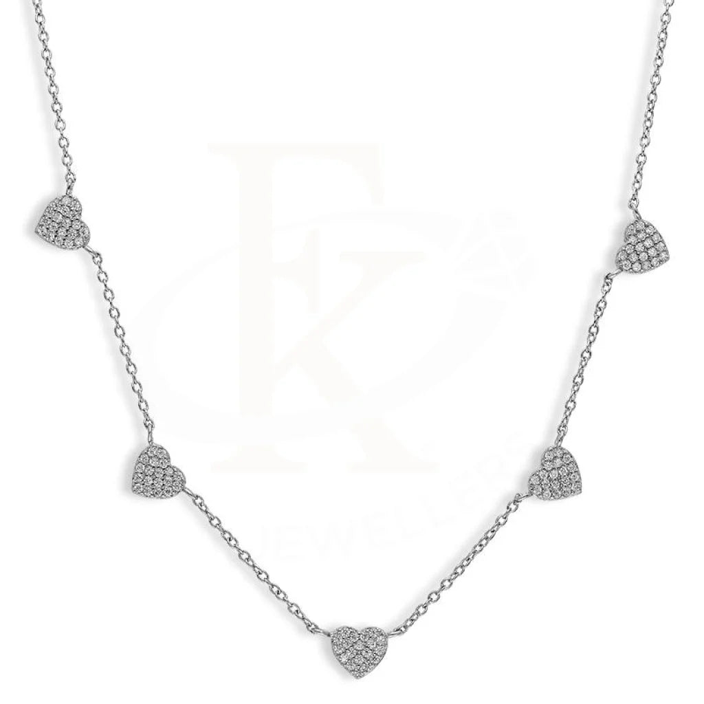 Ladies necklaces halo stone charm -Sterling Silver 925 Hearts Necklace - FKJNKLSL2579