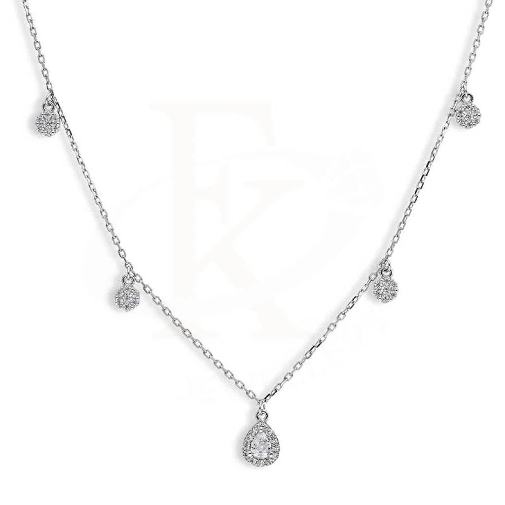 Ladies necklaces agate gleam -Sterling Silver 925 Flowers and Pear Shaped Necklace - FKJNKLSL2891