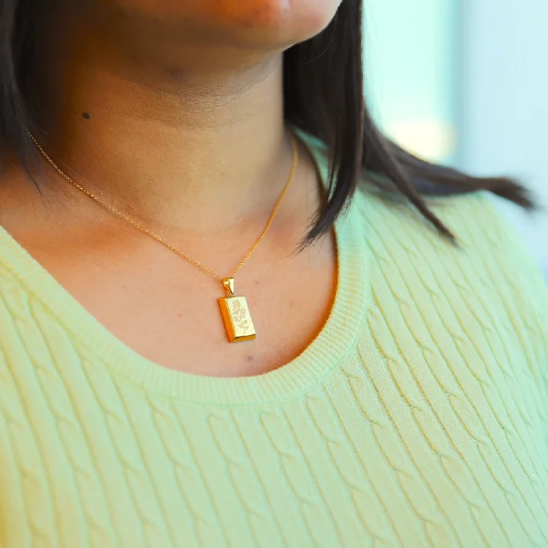 Ladies necklaces hue radiance -Gold Necklace (Chain With Rose Bar Shaped Pendant) 21KT - FKJNKL21KM10022