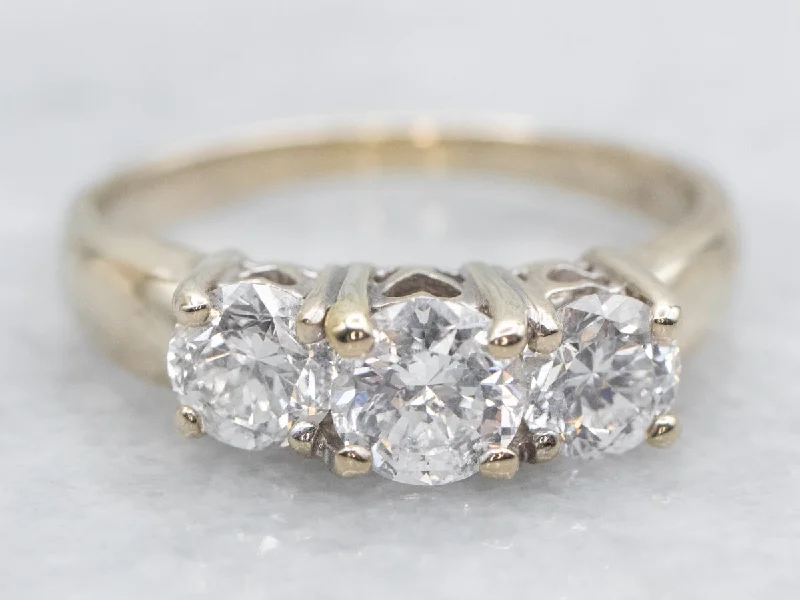 modern classic engagement rings -Past, Present, Future, Three Diamond Engagement Ring