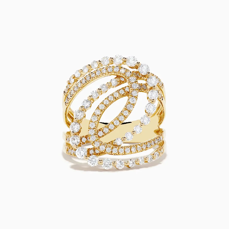 ladies rings special occasion-D'oro 14K Yellow Gold Diamond Crossover Ring