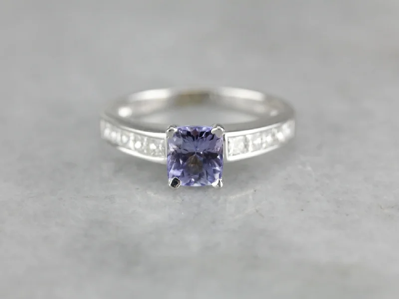 filigree engagement rings -Lilac Sapphire Diamond Engagement Ring