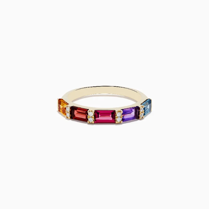 ladies rings storage-Mosaic 14K Yellow Gold Multi Gemstone Ring