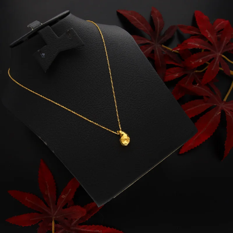 Ladies necklaces spark shine -Gold Necklace (Chain With Tear Drop Shaped Pendant) 21KT - FKJNKL21KM9989