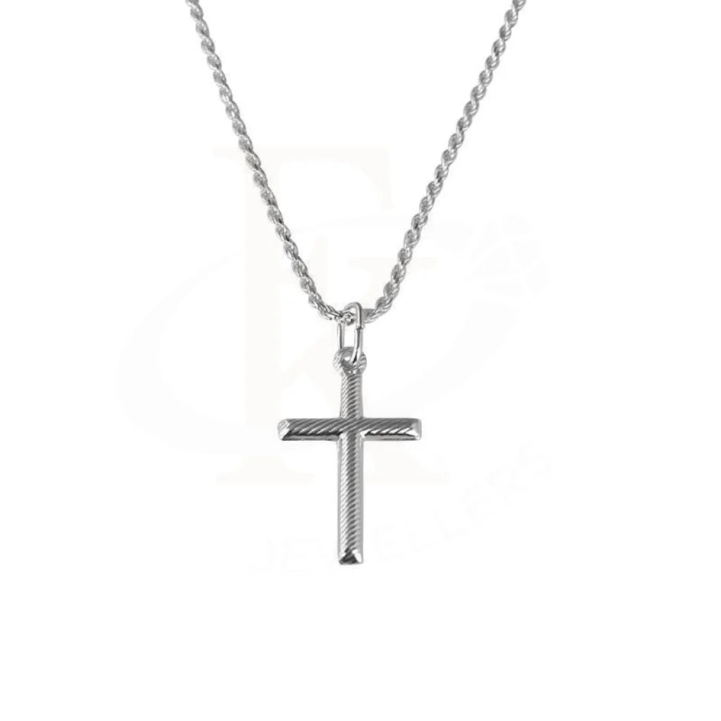 Ladies necklaces ethical charm -Sterling Silver 925 Necklace (Chain with Cross Pendant) - FKJNKL1693