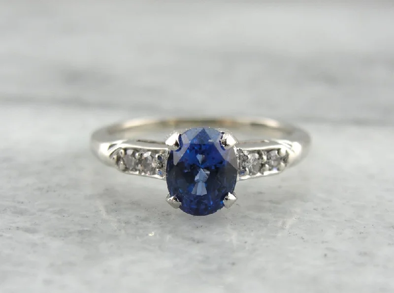 infinity band engagement rings -Fine Sapphire Engagement Ring with Diamond Accents