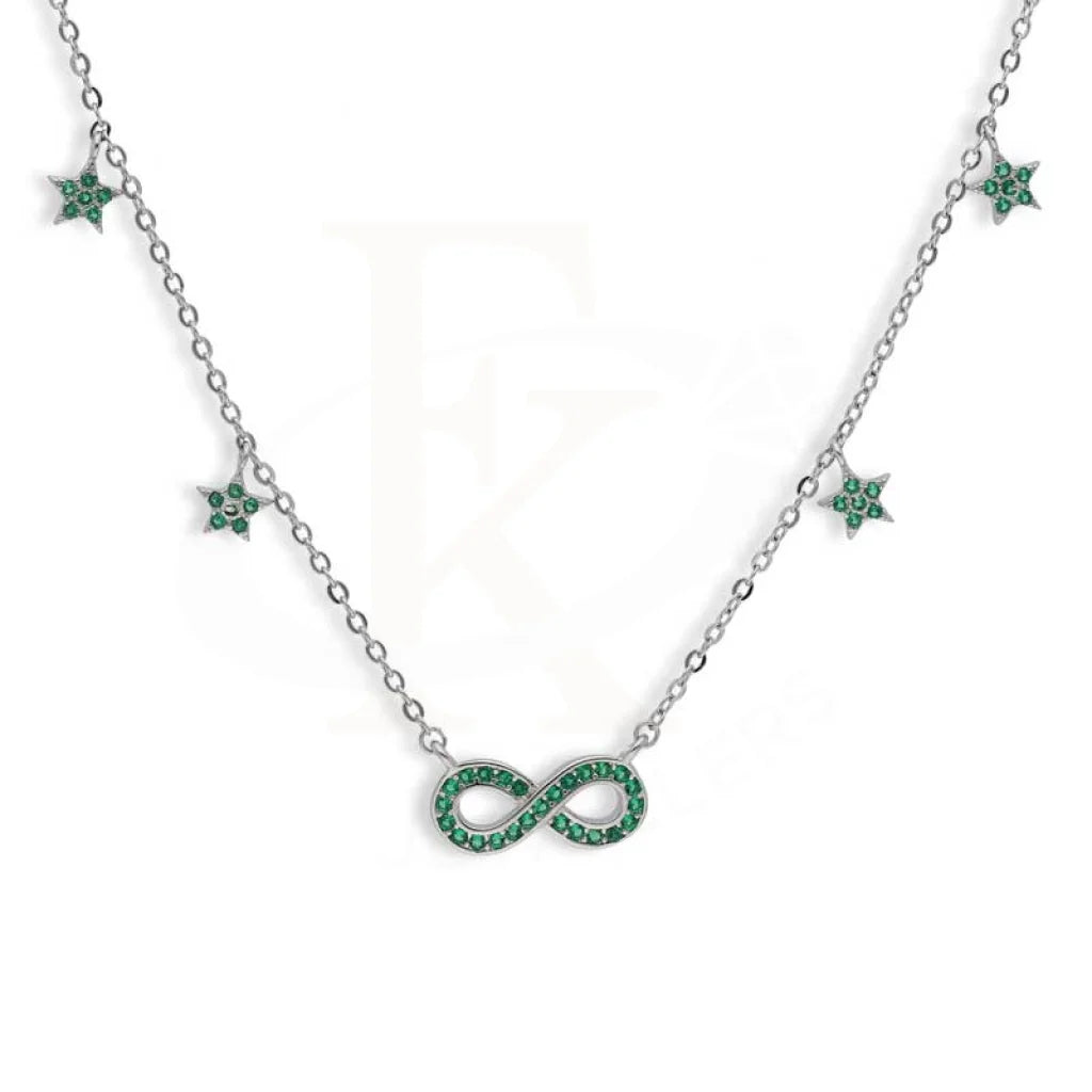 Ladies necklaces moonstone glow -Sterling Silver 925 Infinity and Stars Shaped Necklace - FKJNKLSL2973