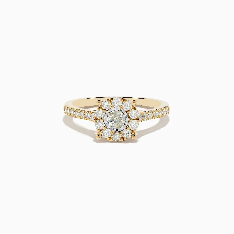 ladies rings astrology-Duo 14K Yellow and White Gold Diamond Cluster Ring 0.73 TCW