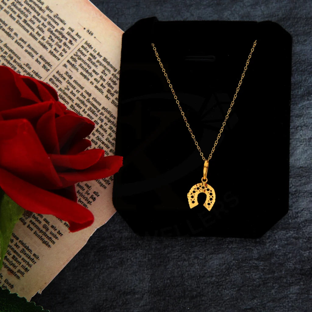 Ladies necklaces tie radiance -Gold Necklace (Chain with Dainty Horseshoe Pendant) 21KT - FKJNKL21KM8402