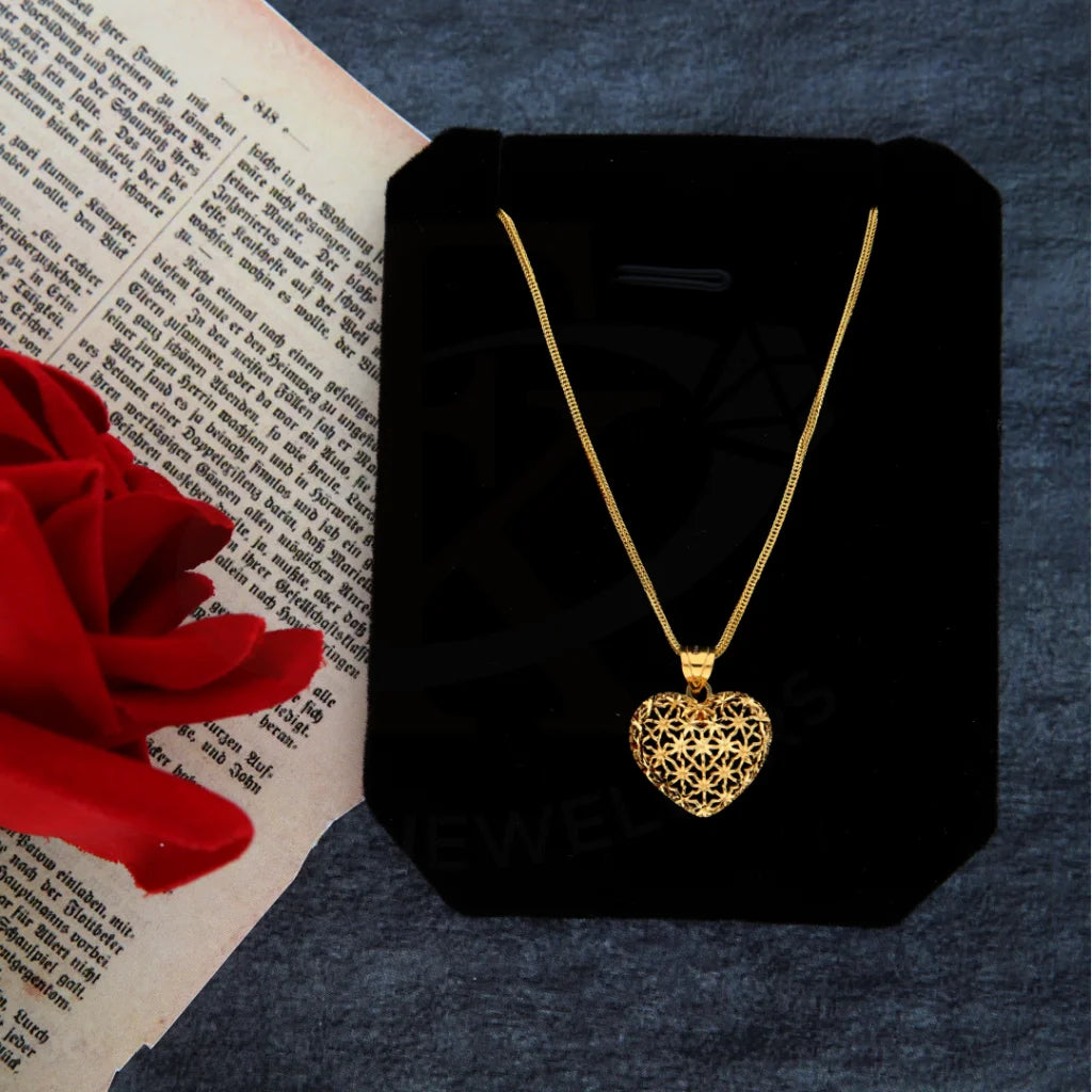 Ladies necklaces spike glow -Gold Necklace (Chain with Heart Pendant) 21KT - FKJNKL21KM8381