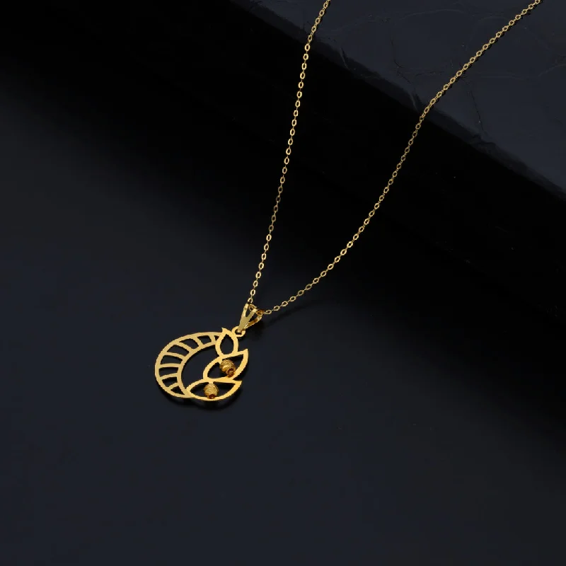 Ladies necklaces rim glow -Gold Necklace (Chain With Intricate Design Shaped Pendant) 21KT - FKJNKL21KM9825