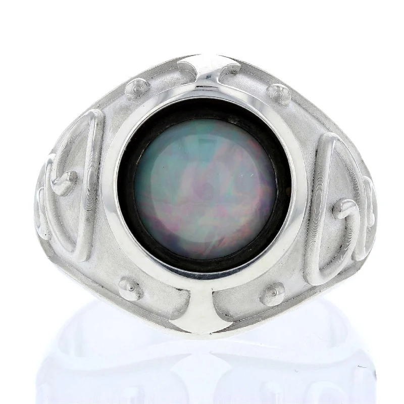 ladies rings zodiac-Opal Swirl Signet Ring