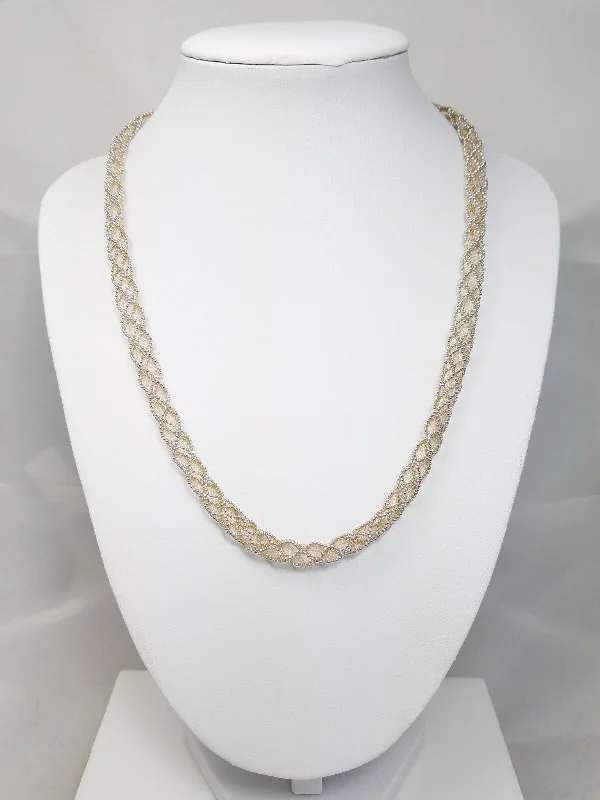 Ladies necklaces twig glow -18" 14k Two Tone Gold Delicate Mesh Necklace Italy